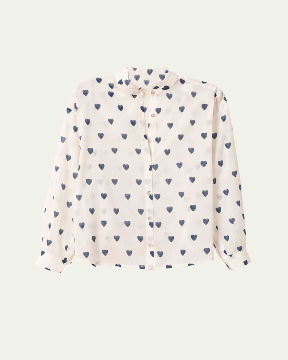 Kiki Long-Sleeve Indigo Heart Shirt